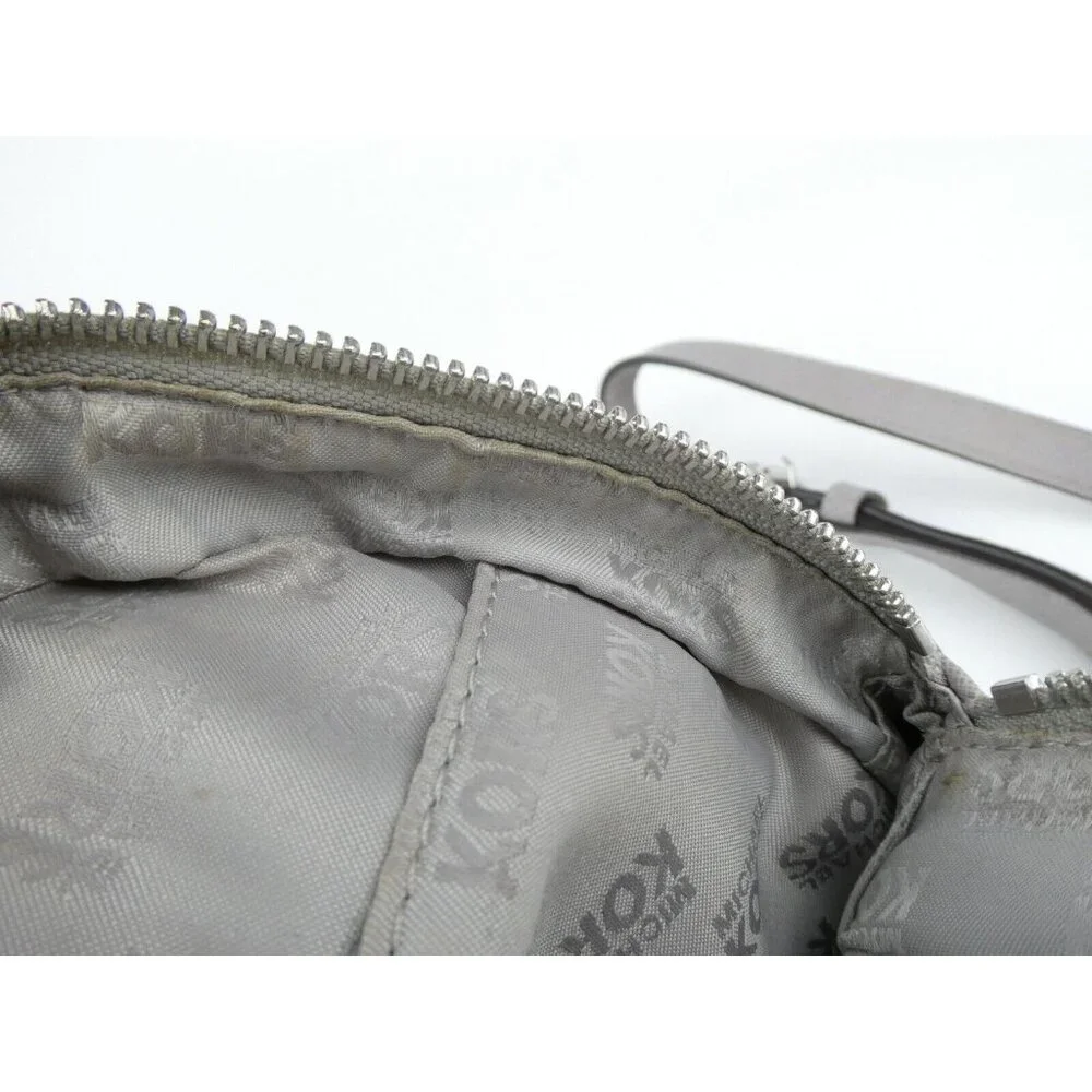 Michael Kors Abbey Gray Silver Perforated Leather Mini Backpack